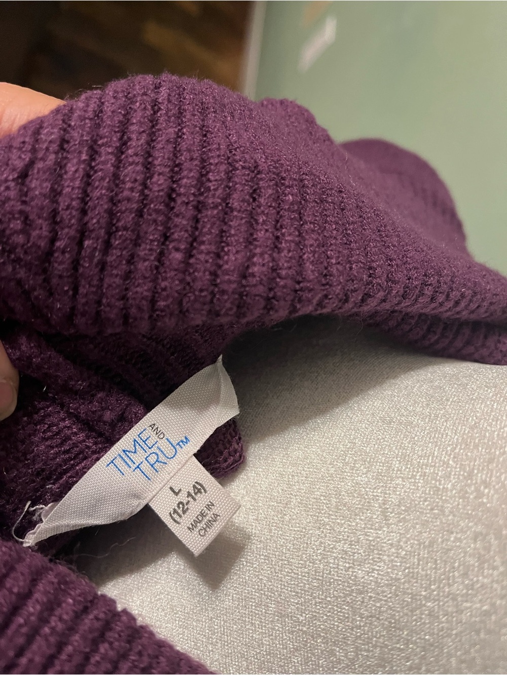 Time and Tru Plum Cowl Neck Sweater - Picture 4 of 6
